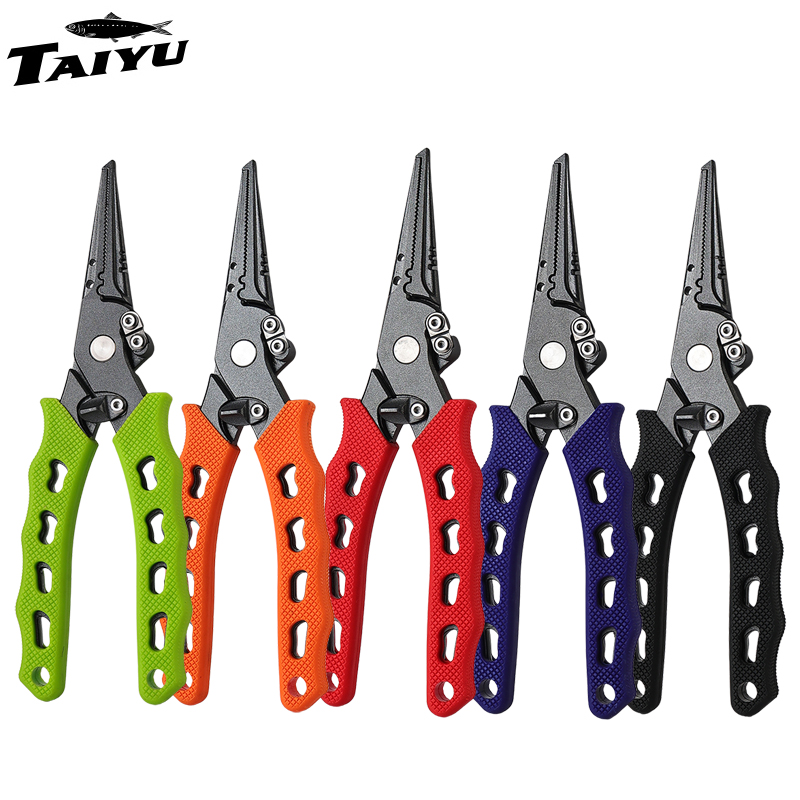 Fishing Hook Sharpener - TAIYU 5-Farbige Edelstahl-Angelzange mit Schnurabschneider und