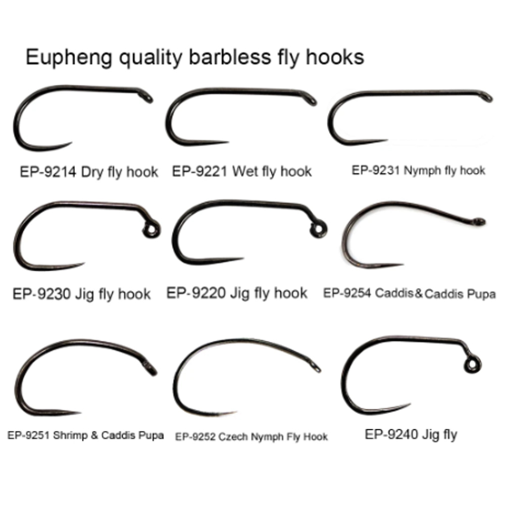 Fishing Hook Barbless - Aventik Eupheng 100 Stück Wettkampf-Fliegenhaken ohne